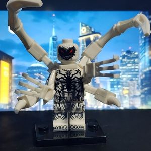 Spiderman wight anti-venom Custom lego minifigure with black stand included